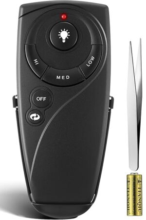 1 Pack Ceiling Fan Wireless Remote Control Compatible with Hampton Bay UC7083T, Replacement Ceiling Fan Remote with Battery, 3 Speed Wind Speed and Light On/Off - Wall Mount