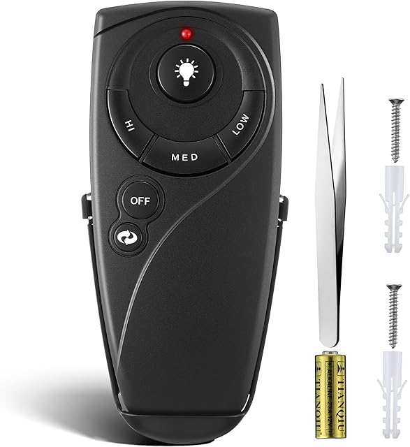 1 Pack Ceiling Fan Wireless Remote Control Compatible with Hampton Bay UC7083T, Replacement Ceiling Fan Remote with Battery, 3 Speed Wind Speed and Light On/Off - Wall Mount