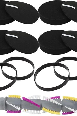 2252 replacement parts for Bissell Cleanview Swivel Crosswave Pet Vacuum 2252 2254 2486 2489 2488 2252 3197A 3198, includes 1 Brush Roller, 4 Belts and 4 Foam Filters
