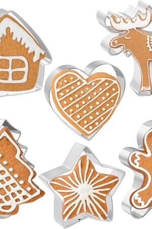 Christmas Cookie Cutters 6 PCS, 4'', Gingerbread Man, House, Christmas Tree