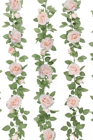 ZIFTY 5Pcs 32.5FT Pink Flower Garland Fake Rose Vines for Tea Party Mother's Day Decorations Faux Artificial Floral Garland Hanging Rose Ivy for Baby Shower Wedding Arch Ceremony Outdoor Wall Decor