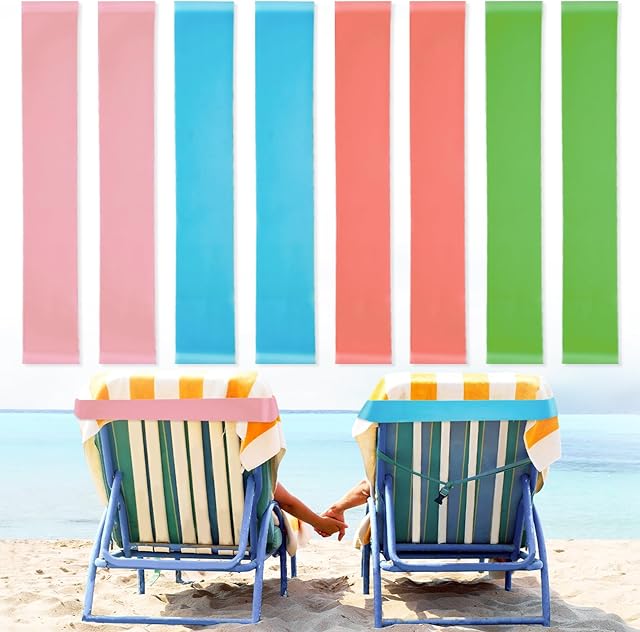 8 Pack Towel Bands with Stretch Rubber Towel Bands for Cruise Chairs, Beach and Cruise Accessories Perfect Alternatives for Beach Clips