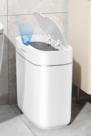 3.5 Gal Bathroom Trash Can with Lid, Automatic Trash Can Small Smart Garbage Can Touchless, Slim Motion Sensor Waterproof Trash Bins for Bedroom Office Kitchen