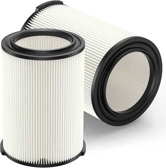 2-pack Standard Wet/dry Vac VF4000 Replacement Filter, Compatible with RIDGID Vacs 5-20 Gallons Vacuum Cleaner