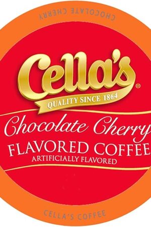 Cella's Chocolate Cherry Coffee Pods Compatible with Keurig K Cup Brewers, Medium Roast Flavored Coffee, Smooth Single Serve Pods for Home and Office, 40 Count