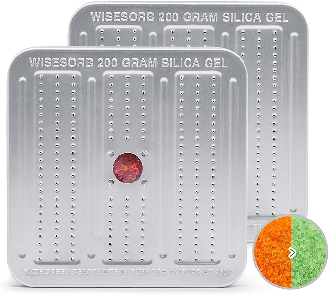 200 Gram 2 Pack Gun Safe Dehumidifier, Reusable Silica Gel Dehumidifier, Indicating Silica Gel Desiccant Canister (Orange to Green)