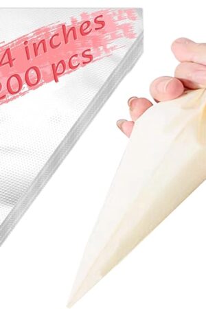 24 Inch Extra Large Piping Bags, 200 PCS Clear Disposable Icing bags, Thickened Non-Slip and Anti-Burst Pastry Bags for Baking and Decorating Desserts Cakes Cookie