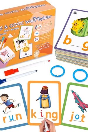 The Phonics Sight Words Flash Cards Kindergarten, CVC Word Games Vowel Spelling Flashcards Learn to Read Write Montessori Educational Homeschool Supplies for Toddlers Preschool Learning Activities