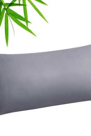 BEDELITE Body Pillow Cover, Rayon Made from Bamboo, Cooling Body Pillow Pillowcase for Hot Sleepers and Night Sweats, Breathable & Silky Soft Full Long Pillow Case Cover (Grey, 20x54 Inches)