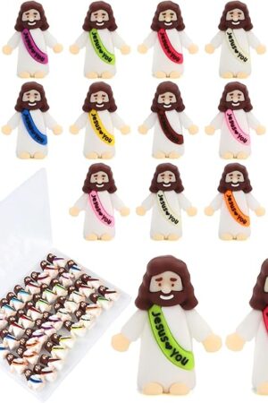 40 Pcs Mini Jesus Figurines in Bulk, Little Jesus Loves You Figures to Hide Tiny Action Figure for Crafts Pocket Seek Religious Gifts Christmas Stuffers Fillers Sunday School Baptism Christ Savior