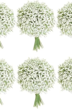 120 Pcs Artificial Flowers,Babys Breath Artificial Flowers,White Babys Breath Flowers Artificial Bulk,120 Pcs Real Touch Flowers for Wedding Party Home Garden Decoration