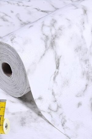 2-Layer Drawer and Shelf Liner for Kitchen Cabinet: 12 in X 20 Ft Non Slip Waterproof Shelf Paper Non Adhesive Refrigerator Liners White Marble Easy Liners for Bathroom with Knife Tape Measure