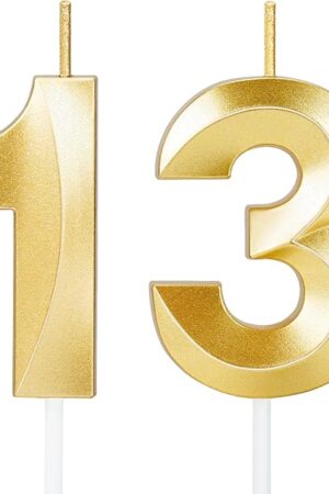 13 Birthday Candle,13th Birthday Decorations for Girls Boys,Gold Numbers Candles for Teen Girls,Thirteen Candles Cake Topper Party Favors