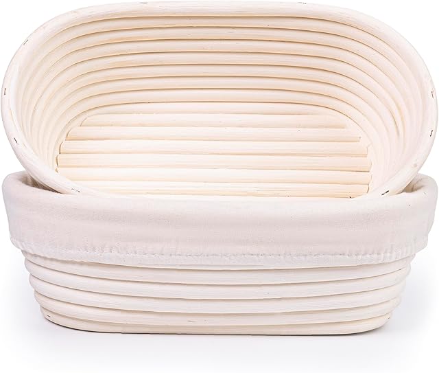 Bread Proofing Baskets Set of 2, Banneton Shaped Dough Proofing Bowls starter kit sourdough bread baking supplies Bread (set 2 10"x6")