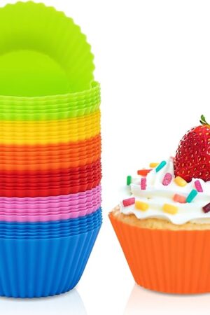 36 Pack Silicone Cupcake Baking Cups-Reusable & Non-stick Muffin Liners,Mini Silicone Muffin Cups Multicolor Cupcake Liners for Parties,Halloween,Christmas
