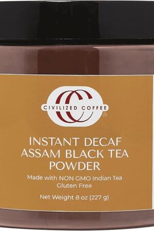 Civilized Coffee Decaffeinated Instant Black Tea Powder Assam for Hot Tea, Iced Tea & Baking (8oz)