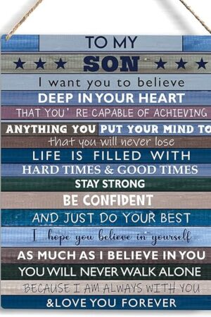 YCYD Boys Room Decor, To Son Teen Boy Room Decor Gifts, Inspirational Wall Art Wooden Hanging Plaque, Family Decorative Signs for Birthday Christmas Thanksgiving Gifts for Son 8 x 10 Inches