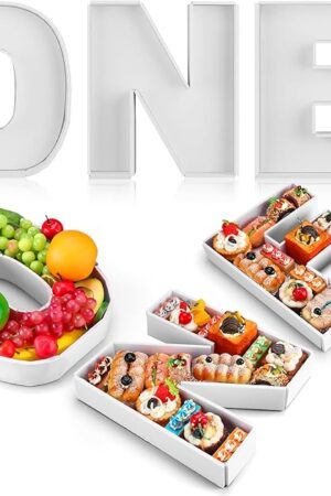 3 Pcs Large Charcuterie Letter 12'' Fillable Tray Charcuterie Box DIY Cardboard Letter Trays for Food 1st 2nd Birthday Anniversary Baby Shower Party Dessert Table(One)