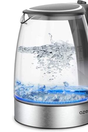 AZEUS Fast Boil Electric Water Kettle, 1.8L Large Capacity with Auto Shut-Off and Boil-Dry Protection, BPA-Free Borosilicate Glass &Stainless Steel