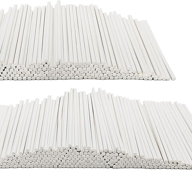 500PCS 4-Inch White Lollipop Sticks,Paper Sucker Stick,Cake Pops Stick for Candy Melt,Dessert,Cake Pops,Chocolate and Cookie(3mm)