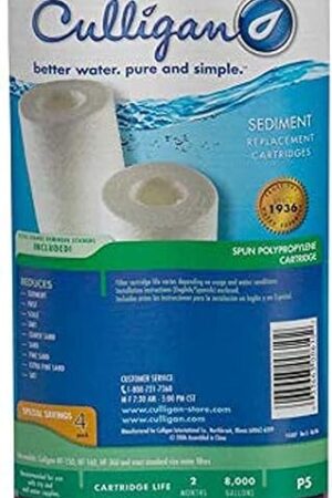 Culligan P5-4PK P5 Whole House Premium Water Filter, 8,000 Gallons, Value 4-Pack, White, 4 Count (Pack of 1)