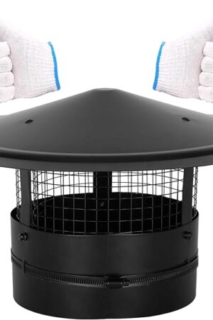6Inch Chimney Cap,6/7/8/10 Inch Adjustable Stainless Steel Chimney Cap,304 Steel Round Rain Cover with Mesh Screen,Universal Cone Top Roof Cap for Wood/Oil Stove Vent,Weatherproof & Easy Installation
