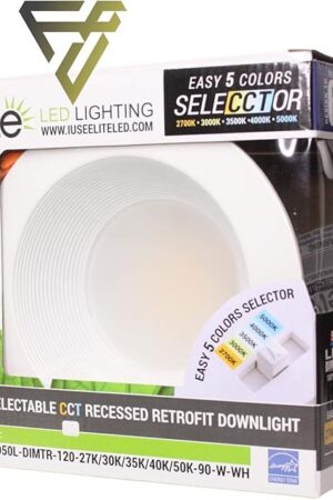 Elite REL637-CCT Series LED Retrofit Baffle Trim, Color SeleCCTor 2700K/3000K/3500K/4000K/5000K (White, 5/6")