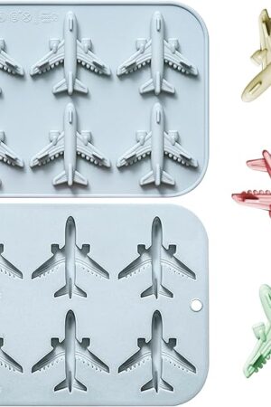 Airplane Fondant Silicone Mold, 3D Airplane Ice Cube Tray, Aircraft Silicone Chocolate Candy Mold, Airplane Shape Baking Mould for Mousse, Jellies, Cookies, Marzipan, Cake Decorating