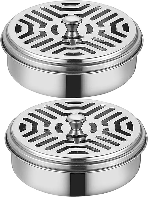 2 Portable Mosquito Coil Holder, Mosquito Incense Box Sandalwood Holder with Handle, Fireproof Incense Burner for Home Office Camping