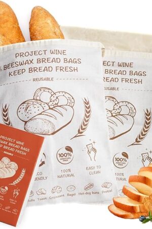 Beeswax Bread Bags Sourdough(2 Pack),Bread Bags Reusable,Natural Cotton Bees Wax Bag,Keeps Bread Fresh, Refrigerable & Portable | Upgraded Design for Large Capacity(Xl-17x13 Inch)
