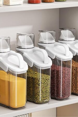1 Piece Cereal Containers Storage, 2.8L/95oz Airtight Large Dry Food Storage Containers with Pouring Spout Measuring Cup for Snacks Grain Rice,BPA Free Dispenser Plastic Bin, 1PC