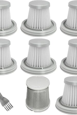 Vacuum Filter Replacement for Fanttik Slim V8 Mate, V8 Apex, Slim V10 Mate Vacuum Cleaner, 1Stainless Steel Pre-filter, 7 Washable Hepa Filters, 1 Cleaning Brush