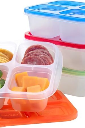 Bentgo Easyboxes 4-Compartment Snack Containers - 8-Piece Set with 4 Trays & 4 Custom-Fit Lids to Seal in Freshness - Reusable Food Storage & Meal Prep Bento BPA-Free Containers (Classic)