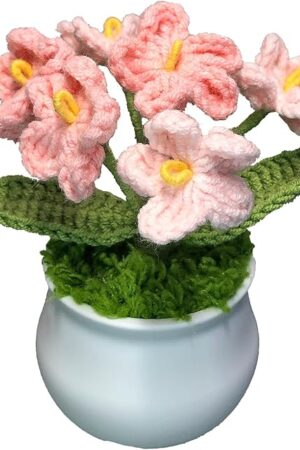 Crochet Flowers Cute Flower, Birthday Gifts for Women and Coworkers, Teacher’s Day, Graduation, Anniversary, Christmas, Valentines, Desk Decor,Home Office Decoration (Pink Gradient Myosotis)