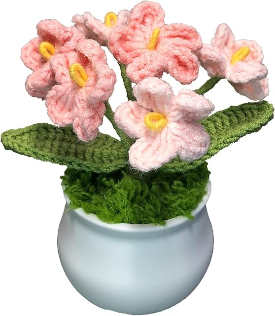 Crochet Flowers Cute Flower, Birthday Gifts for Women and Coworkers, Teacher’s Day, Graduation, Anniversary, Christmas, Valentines, Desk Decor,Home Office Decoration (Pink Gradient Myosotis)