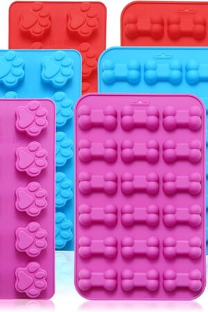 6PCS Silicone Molds Puppy Dog Paw and Bone, Elegant Chocolate Molds for Baking, Non-Stick gummy molds, Dog Treat Molds, Used for Chocolate, Candy,Pudding, Jelly,Ice Cube,Biscuits,Dog Treat by AOULELA