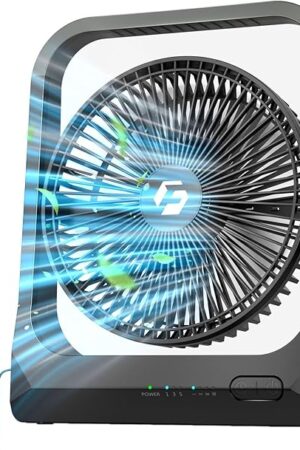 8-inch USB Portable Fan - 20800mAh Rechargeable Battery Operated Fan (80Hrs work time) - Personal Desk Fans - Battery Powered Fans use for Bedroom, Desktop, Table, Office, Camping, and Outdoor