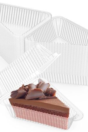 100 Pieces Cake Slice Plastic Containers with Lids 5 Inches Hinged Lid Cheese cake Container, for Home, Bakery and Cafe