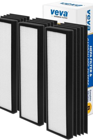 VEVA Filter B Replacement, Compatible with Germ Guardian Air Purifier Models AC4825, 4800, 4900, Premium 3 HEPA Filters including 12 Pack of Pre-Filters