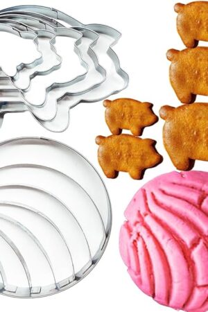 Doczen Concha Cutter & Pig Cookie Cutter Set for Mexican Cookbook Fans - Create Authentic Pan Dulce & Pastries to Pair with Mexicano Hot Chocolate - Cortadores para Conchas y Marranitos