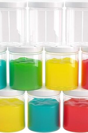 6 oz Plastic Jars with Lids (12 pack) - Clear Empty Containers for Body Lotions, Creams, Butters - Great for Storage and Organization of Crafts, Teas, and Spices