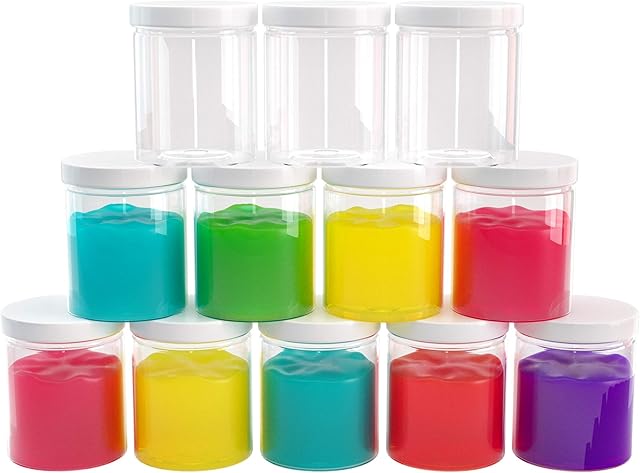 6 oz Plastic Jars with Lids (12 pack) - Clear Empty Containers for Body Lotions, Creams, Butters - Great for Storage and Organization of Crafts, Teas, and Spices