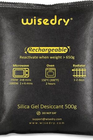 wisedry 2 x 500 Gram [2.2 lbs] Rechargeable Silica Gel Car Dehumidifier, Microwave Fast Reactivated Desiccant Packets Large for Gun Safe Closet Basement Garage Storage Moisture Absorber Bag Reusable