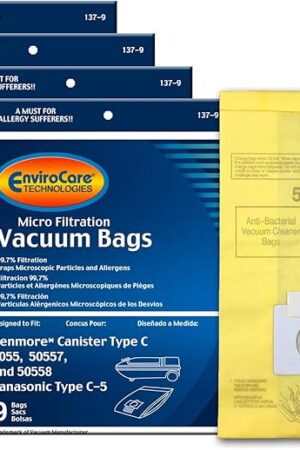 EnviroCare Replacement Micro Filtration Vacuum Cleaner Dust Bags made to fit Kenmore Canister Type C/Q 50555, 50558, 50557 and Panasonic Type C-5 36 pack