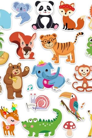 Window Clings Stickers for Kids Window Gel Clings Decals Thick Gel Clings Toddlers and Adults Classroom Home Nursery Airplane Birthday Party Supplies (Jungle Animals)