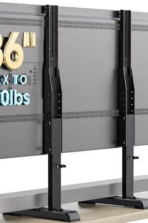 AX WABER Universal TV Stand,Table Top TV Stand Base Replacement for Most 37 to 86 Inch LCD LED TVs, 7 Height Adjustable Legs with Cable Management Hold up to 150lbs, Max VESA 800x600mm, Black AX10TB01