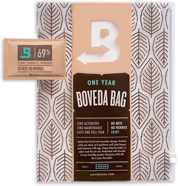 Boveda Portable Travel 2-Way Humidity Resealable Bag – Waterproof & Dustproof - Preloaded with 69% RH Pack - Patented Technology – Medium Storage For 15 Items – 1 Count