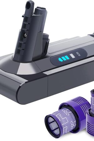 Biswaye Powerful Upgraded 25.2V 5.0Ah V10 Replacement Battery Compatible with Dyson Cyclone V10 SV12, V10 Animal, V10 Absolute, V10 Allergy Cordless Vacuum Batteries, Comes with 2 Filters
