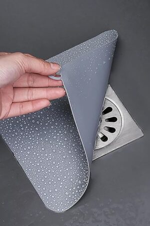 2 Pieces 8 x 8 Inch Silicone Tub Stopper Floor Drain Cover Sewer Anti-Odor Mat Deodorizing Drain Plugs for Kitchen,Bathroom and Laundry (Grey)