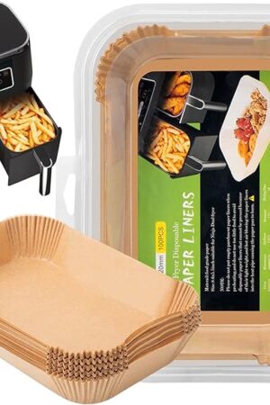 Air Fryer Disposable Liners, Air Fryer Liners Rectangle 8.6x 5.5'', Air fryer Parchment Paper Liners, Accessories Baking Paper (100pcs)